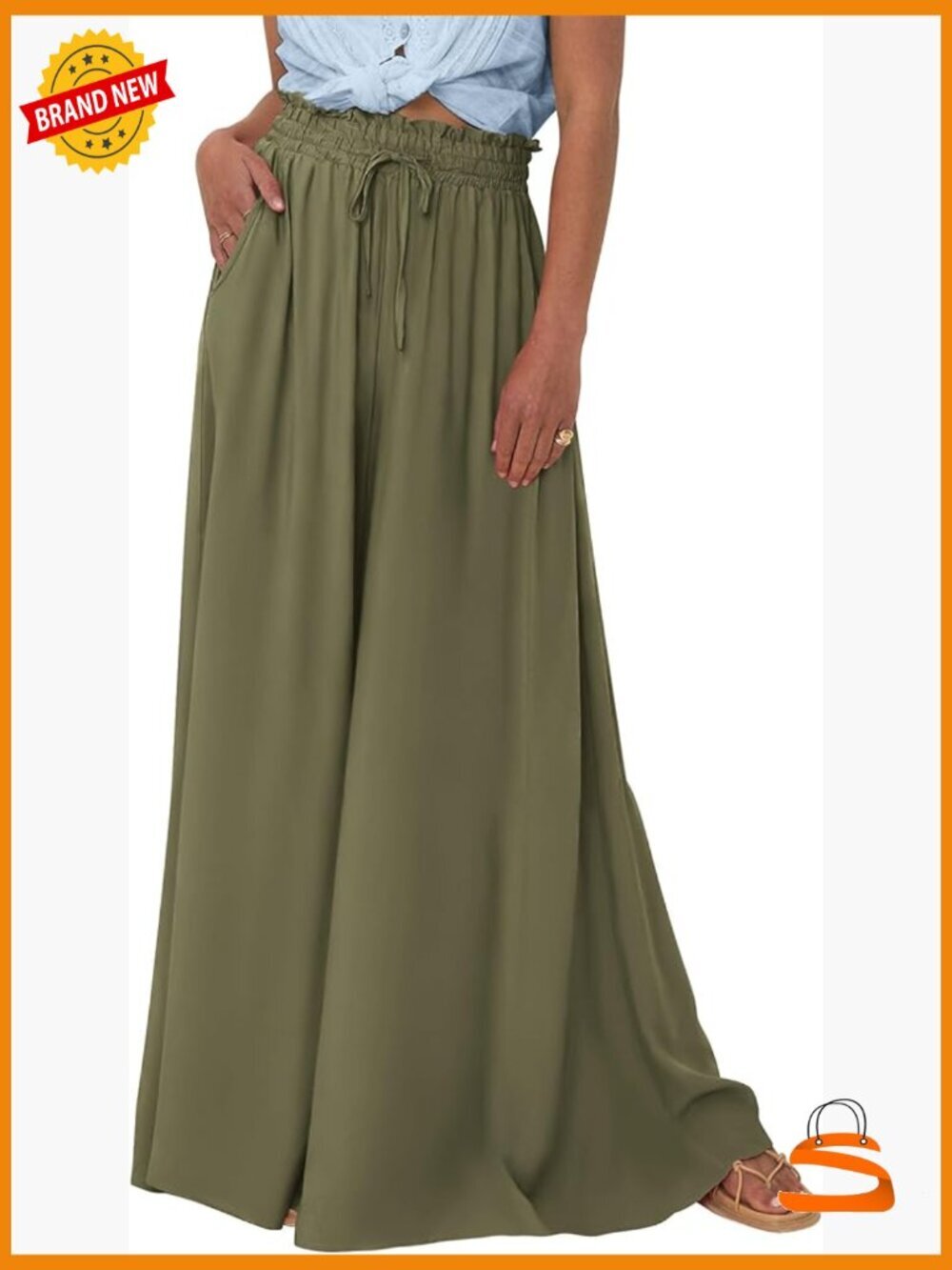 Wide Leg Palazzo Pants High Waisted Flowy Trousers Boho Beach Vacation Outfits